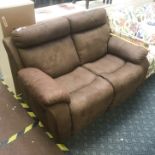 TWO SEATER BISON BROWN RECLINER SOFA - EX DEMO