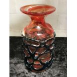 SIGNED MDINA ART GLASS VASE - 16CMS