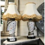 PAIR OF FLORAL LAMPS - 50CMS