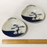 PAIR PORCELAIN JAPANESE OYSTER DISHES