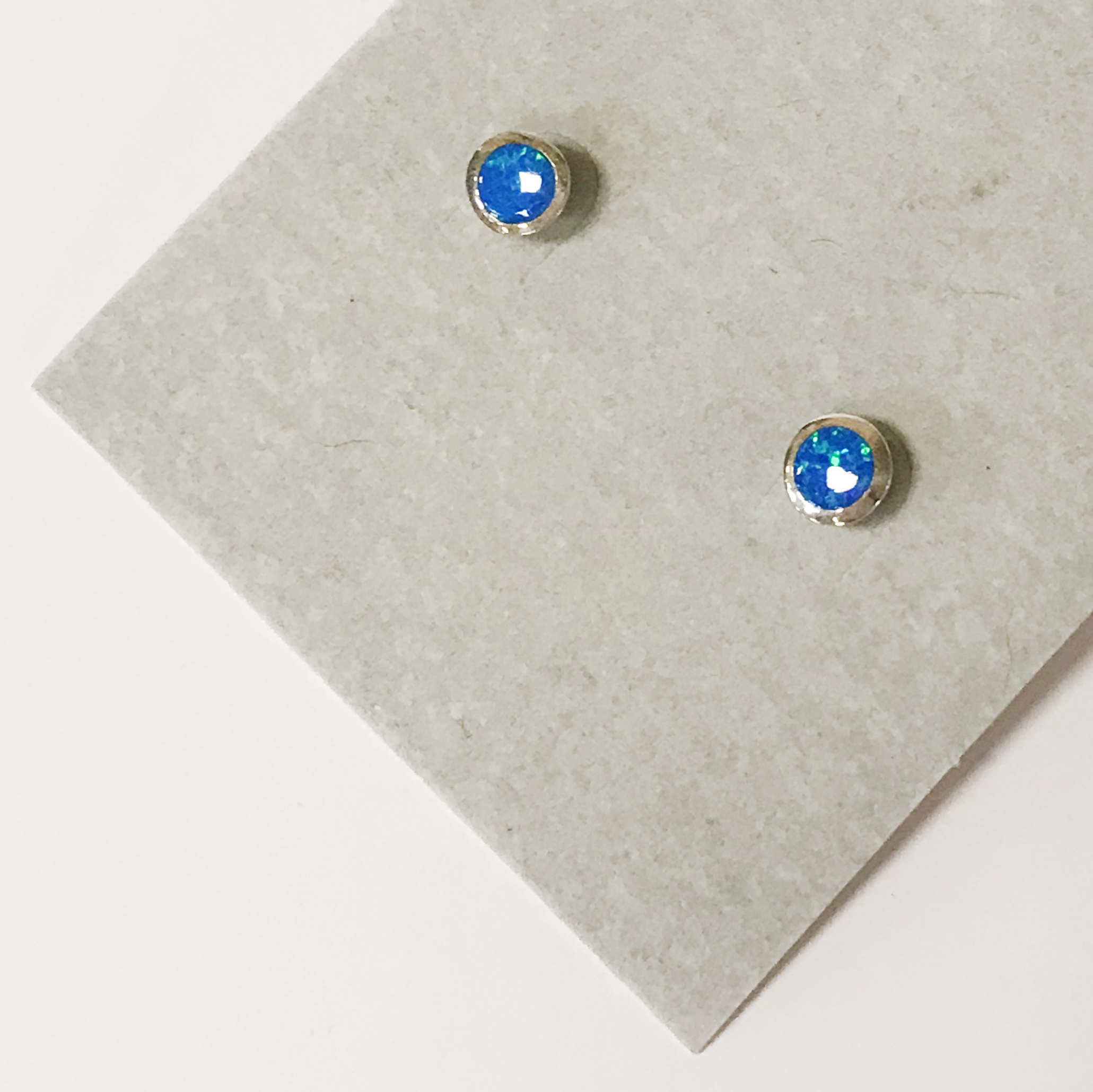 STERLING SILVER OPAL STUD EARRINGS