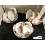 ROYAL ALBERT OLD COUNTRY ROSES 6 TEA CUPS & SAUCERS