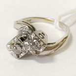 18CT GOLD TWO STONE DIAMOND RING - SIZE J