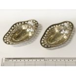 PAIR STERLING SILVER PIERCED BOWLS - 10 CMS