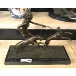 BRONZE DECO STYLE GIRL & DOGS - 41 CMS X 31 CMS