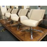 4 BOSS DESIGN KRUZE CREAM LEATHER LOUNGE CHAIRS