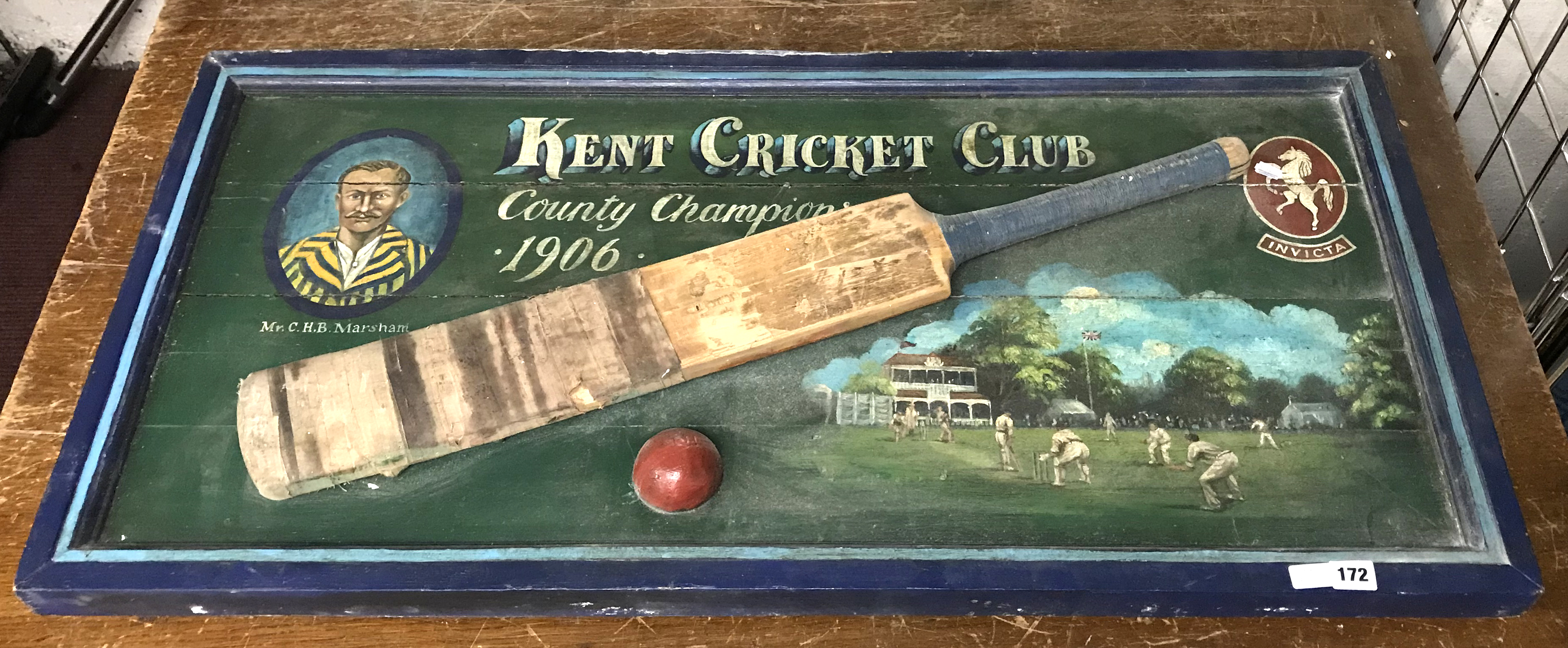 WOODEN PLAQUE CRICKET THEME - KENT CRICKET CLUB