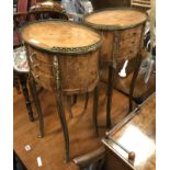 PAIR INLAID 3 DRAWER SIDE TABLES