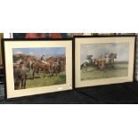 PAIR LARGE RACING PRINTS