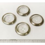 4 STERLING SILVER & GLASS COASTERS - 10CMS (DIAM)