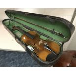 EARLY VIOLIN & BOW IN CASE