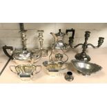 FOUR PIECE SILVER PLATE TEA & COFFEE SET & OTHER ITEMS