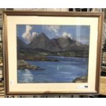 GRACE HENRY SIGNED WATERCOLOUR OF LAKE SCENE - 55 CMS X 47 CMS