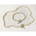 FRESHWATER PEARL NECKLACE, BRACELET - SILVER CLASP