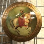 HAND PAINTED PERSIAN MAN ON HORSE PLAQUE