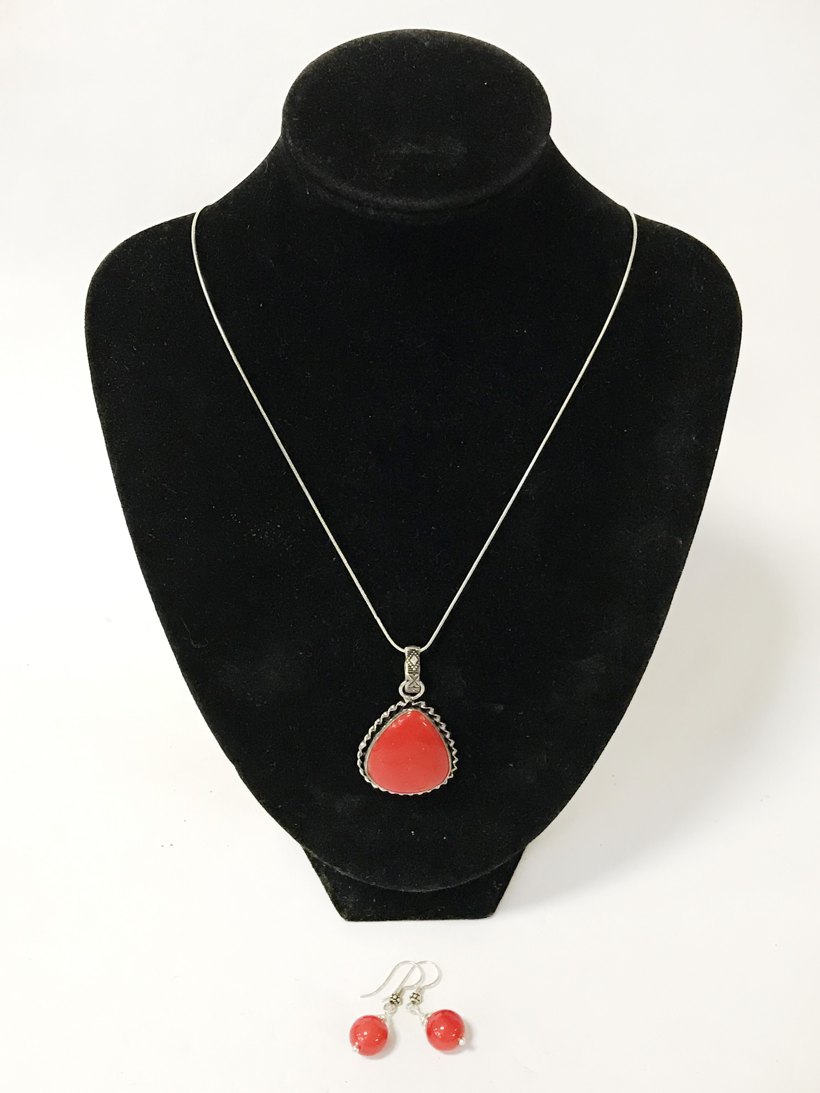 STERLING SILVER CORAL SET