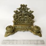 BRONZE CHERUB INKWELL /LETTER RACK