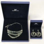 BOXED SWAROVSKI CRYSTAL EARRINGS & BOXED MATCHING SWAROVSKI DRESS NECKLACE