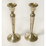 PAIR STERLING SILVER CANDLESTICKS - 21 CMS
