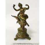 GILT BRONZE GIRL & BIRD FIGURE - 22 CMS