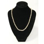 CULTURED PEARL NECKLACE WITH 14CT GOLD CLASP - 46 CMS
