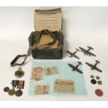 QTY OF MILITARIA INCL.MILITARY POCKET WATCH, LEST WE FORGET COIN ETC