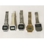 FIVE VINTAGE DIGITAL WATCHES