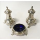 HM SILVER 3 PIECE CRUET SET - 194 GRAMS