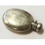 HM SILVER VICTORIAN SHOT FLASK 10 X 6CM WEIGHT 64 GRAMS