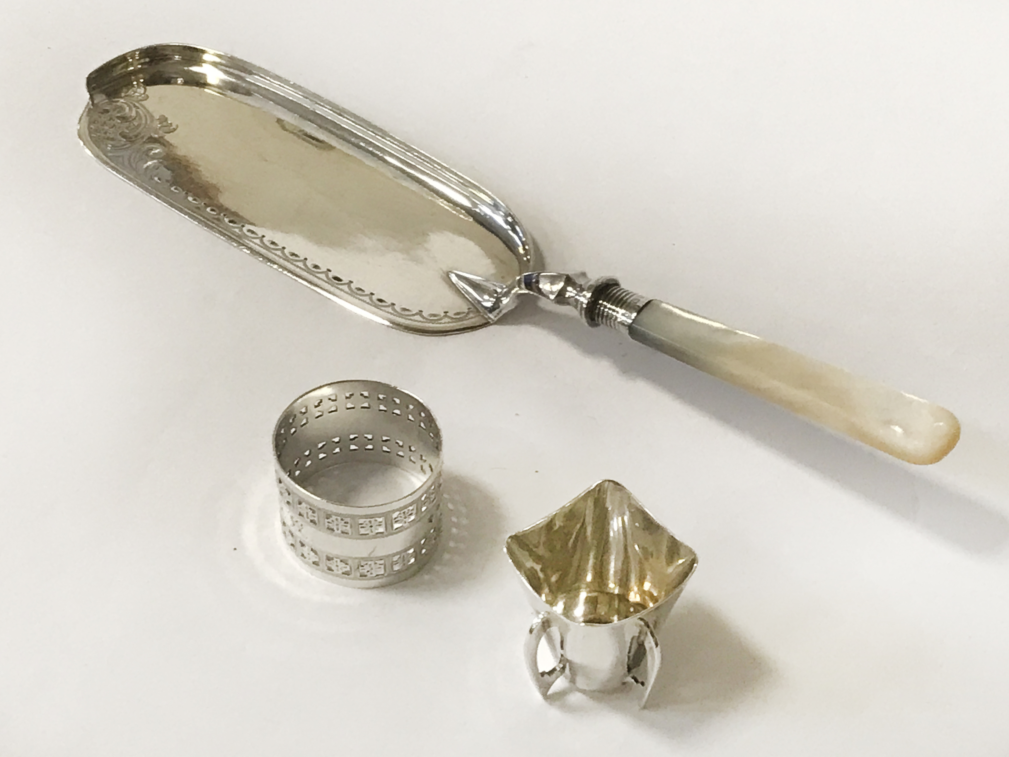 HM SILVER NAPKIN RING,CAKE SERVER & OTHERS