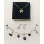 STERLING SILVER ENAMELLED CHARM BRACELET & SWAROVSKI CRYSTAL SET