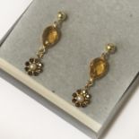 14CT GILT SILVER CITRINE WITH VINTAGE SWAROVSKI