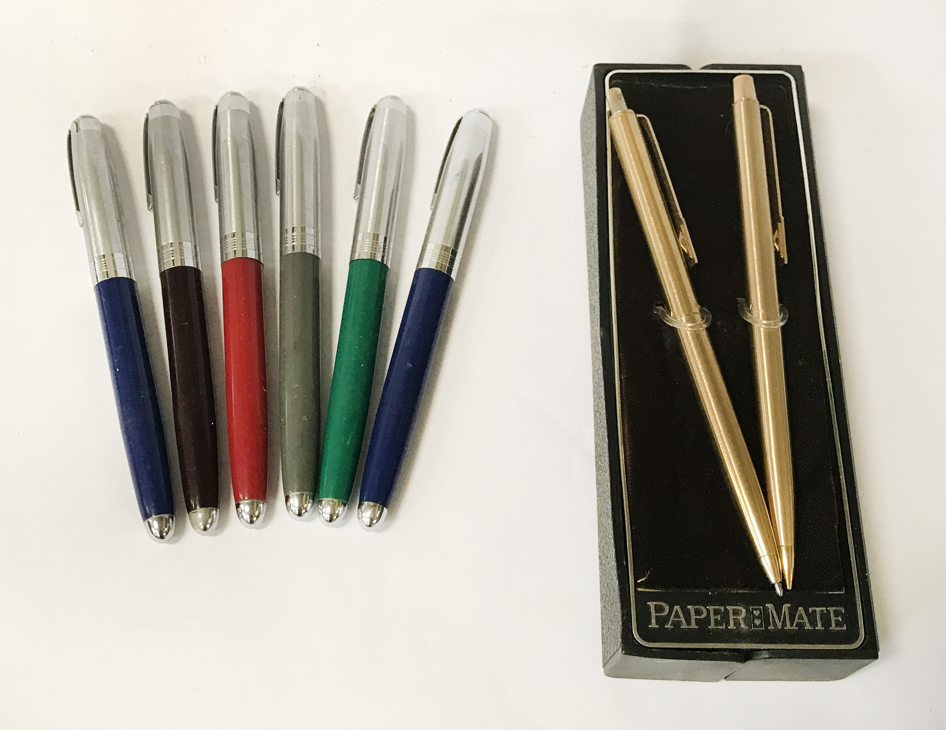 TWO GOLD PLATED PAPERMATE PENS & FOUNTAIN PENS