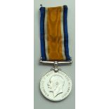 WWI WAR MEDAL WITH RIBBON AWARDED TO G.2932.PTE.H.DOLLINGER. MIDDXX. R