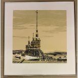 SIGNED FRAMED LINOCUT RUSSIAN PRINT LENINGRAD 1989 GRAPHIC DESIGN INSTITUTE BY RAKICKII B.R.