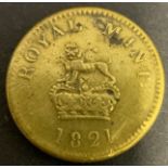 1821 ROYAL MINT BRASS GUINEA COIN WEIGHT