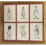 SIGNED FRAMED SIX SKETCHES OF GUARDS BY JON CALDECOURT EACH SKETCH