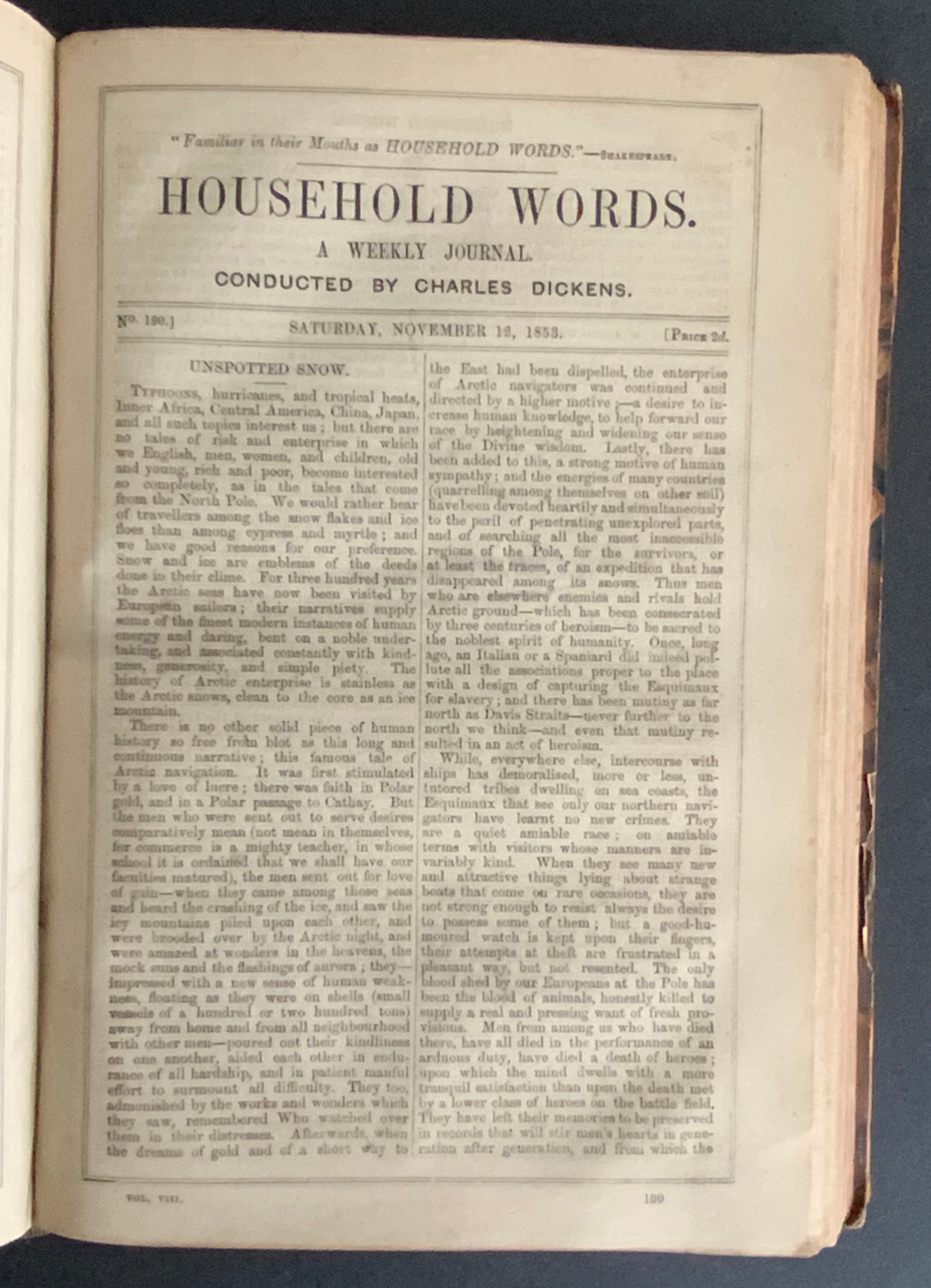 HOUSEHOLD WORDS - A WEEKLY JOURNAL CONDUCTED BY CHARLES DICKENS - VOLUME VIII - 1853 - Image 4 of 5