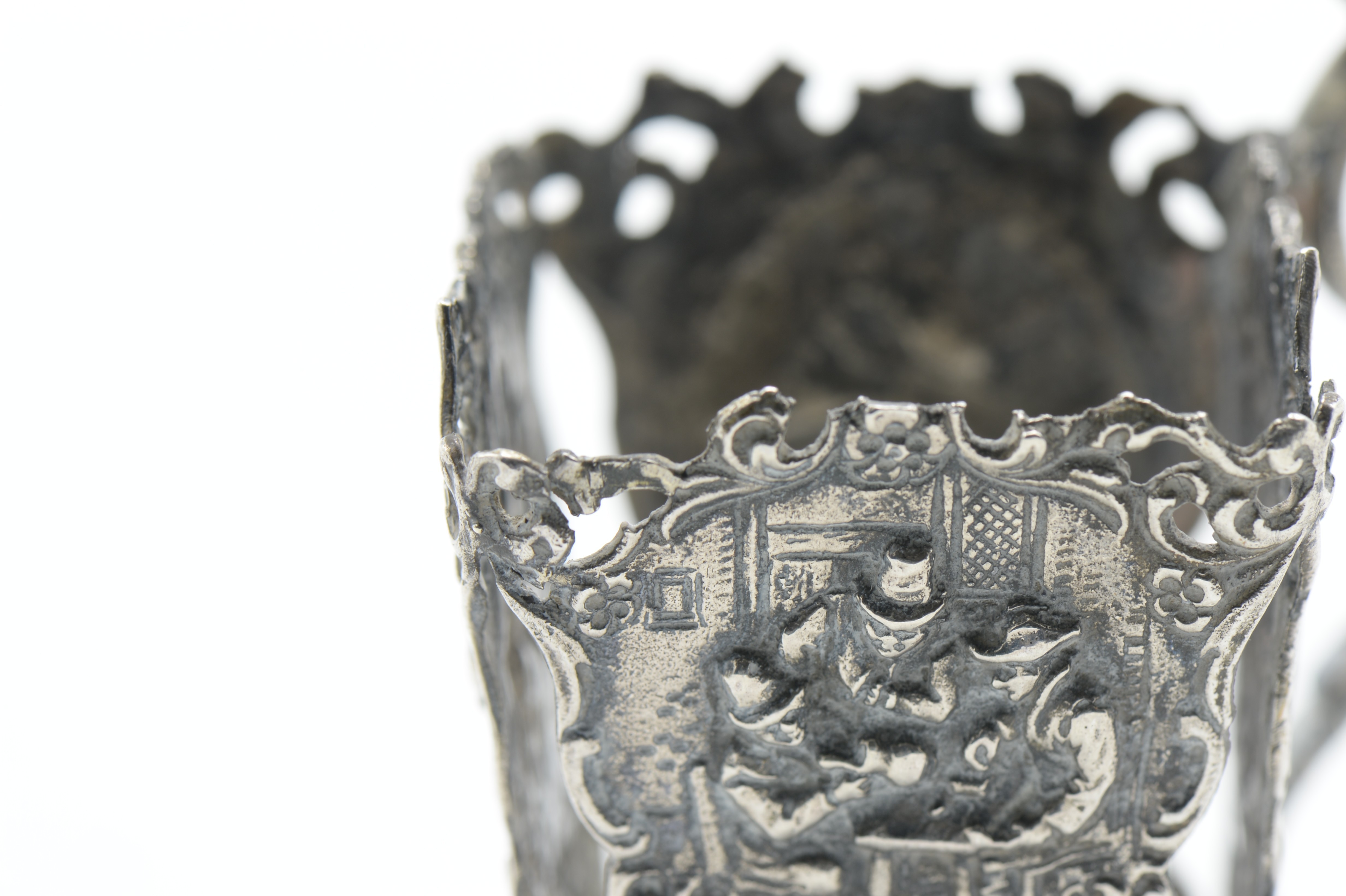 TWO HALLMARKED FOREIGN SILVER CUP HOLDERS - Image 4 of 4