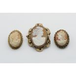 THREE INTAGLIO BROOCHES