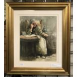 SIGNED WATERCOLOUR BY JULIEN DUPRE - NO FOXING, IN GREAT CONDITION - INNER FRAME 28CM X 24CM -