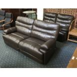 ASHLEY MANOR 3 & 2 SEATER POWER RECLINING SOFAS - BROWN LEATHER