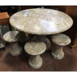 MARBLE ROUND TABLE & 6 STOOLS FROM ABU DHABI