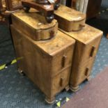 PAIR OF WALNUT BEDSIDE CABINETS