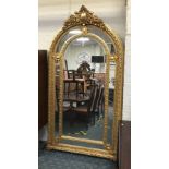 LARGE GILT WOOD ARCH MIRROR