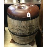 CHAMPAGNE LEATHER TOP BARREL STOOL