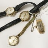 QTY OF 4 WATCHES INCL. LADIES 9CT OMEGA, ACCURIST 9CT WATCH & A CENTAUR WATCH