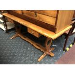 ARTS & CRAFTS TABLE WITH TWO DRAWERS - A/F