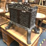 19THC CHINESE EBONY CABINET ON PAW FEET