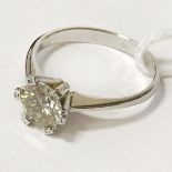 18CT WHITE GOLD SOLITAIRE RING - APPROX 1.25CT - SIZE N